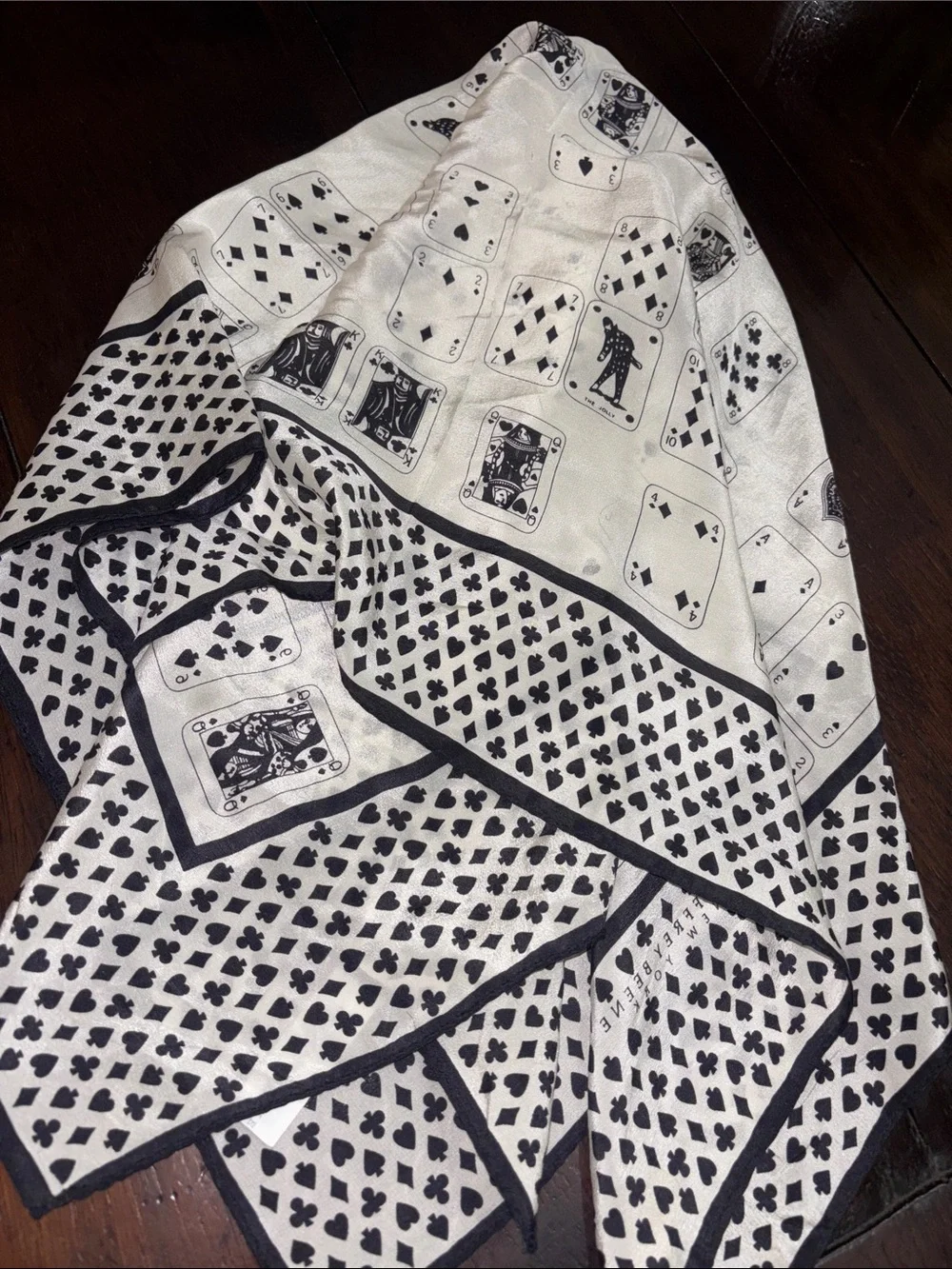 Geoffrey Beene Black and White Playing Card Silk Scarf